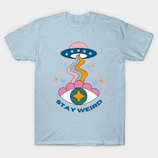 Ufo Psychedelic Aliens Stay Weird T-Shirt
